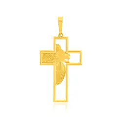 Pingente Cruz com Leão de Judá em Ouro Amarelo