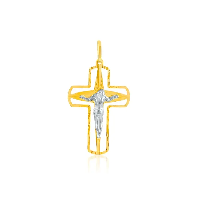 Pingente Crucifixo em Ouro 2 Cores
