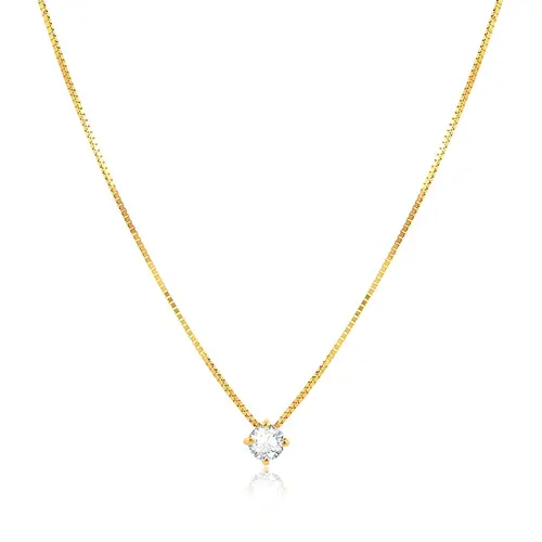 Pingente Ponto de Luz com Corrente Veneziana, de Ouro Amarelo com Diamante de 17 pts.
