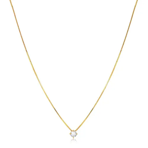 Pingente Ponto de Luz com Corrente Veneziana, de Ouro Amarelo com Diamante de 17 pts.