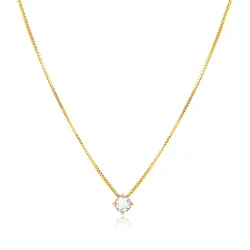 Pingente Ponto de Luz com Corrente Veneziana, de Ouro Amarelo com Diamante de 17 pts.