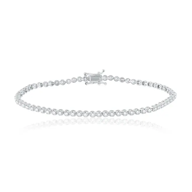Pulseira Riviera de Ouro Branco com 68 Diamantes