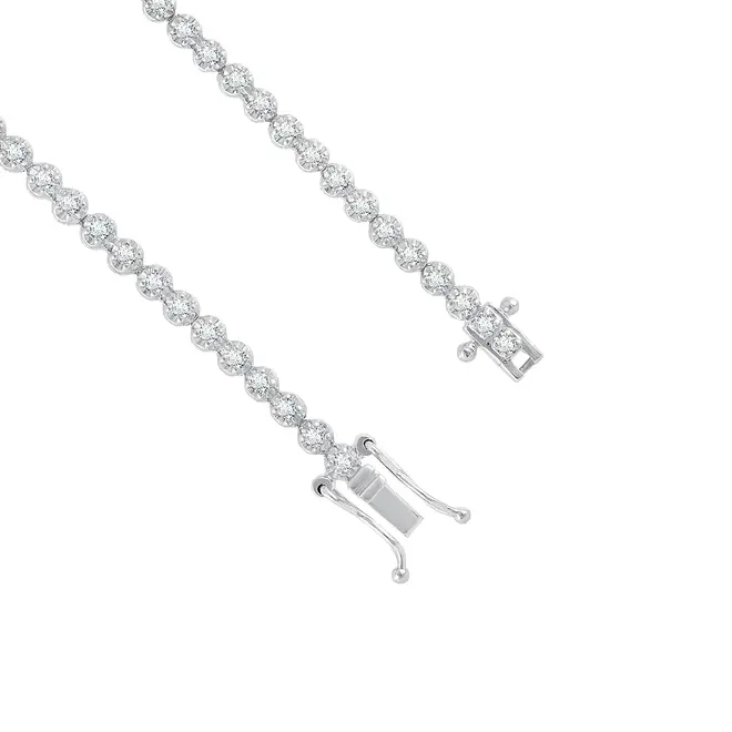 Pulseira Riviera de Ouro Branco com 68 Diamantes