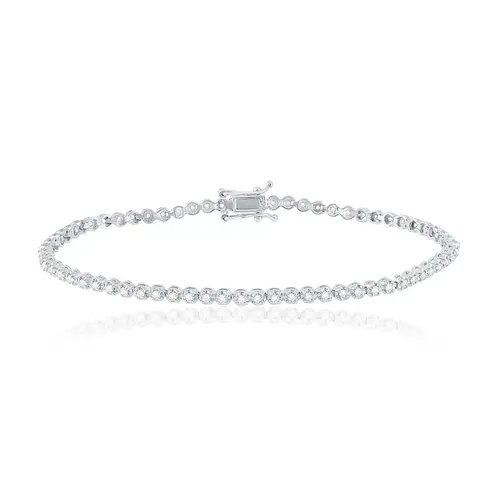 Pulseira Riviera de Ouro Branco com 68 Diamantes