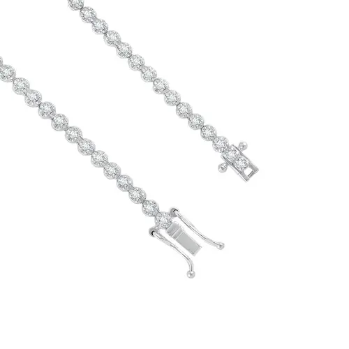 Pulseira Riviera de Ouro Branco com 68 Diamantes