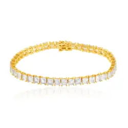 Pulseira Riviera de Prata com Acabamento em Ouro Amarelo e Águas Marinhas