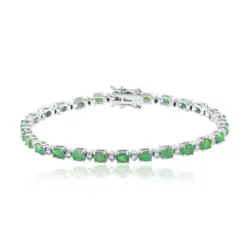 Pulseira de Prata com Cristais e Esmeraldas