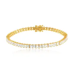 Pulseira Riviera de Prata com Acabamento em Ouro Amarelo e Águas Marinhas