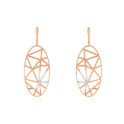 Par de Brincos de Ouro Rosé com Diamantes