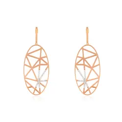 Par de Brincos de Ouro Rosé com Diamantes