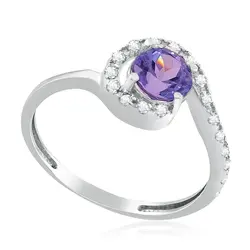 Anel Caracol de Ouro Branco com 18 Diamantes e Tanzanita de 1,05 cts.