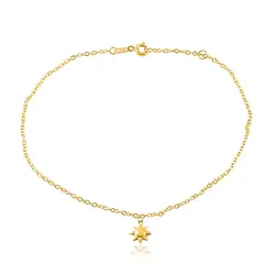 Tornozeleira Elos Ovais com Pingente Sol de Ouro Amarelo