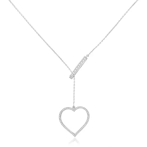Corrente Coração de Ouro Branco com Diamantes