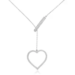 Corrente Coração de Ouro Branco com Diamantes