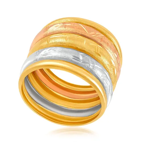 Anel 5 Aros em Ouro 3 Cores ARO 17 ( não altera aro)