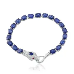 Pulseira de Prata com Cristais e 19,8 cts em Safiras, com Acabamento em Ródio