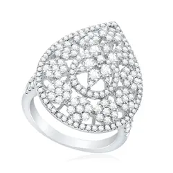 Anel Trabalhado de Ouro Branco com Diamantes totalizando 1,65 Cts.