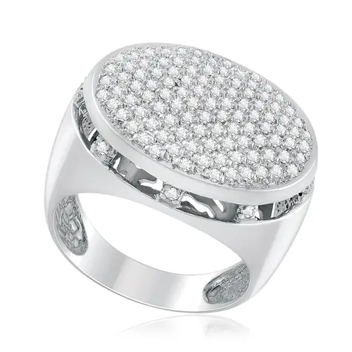 Anel Pavê de Ouro Branco com Diamantes totalizando 1,05 Ct.