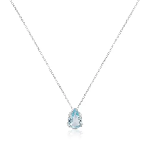 Pingente com Corrente de Ouro Branco com Água Marinha de 1,65 Cts.
