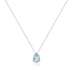 Pingente com Corrente de Ouro Branco com Água Marinha de 1,65 Cts.