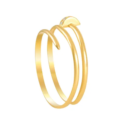 Anel de Ouro Design Prego com Cristais
