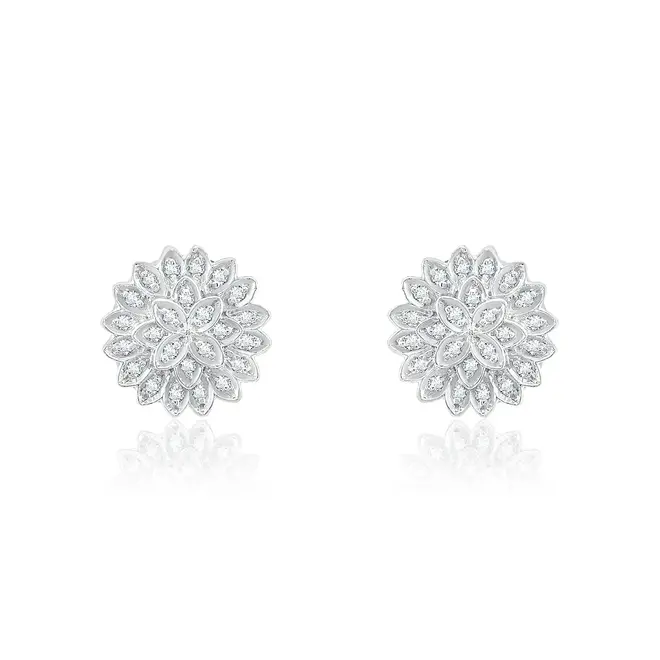 Par de Brincos Chuveiro de Ouro Branco com 60 pts em Diamantes