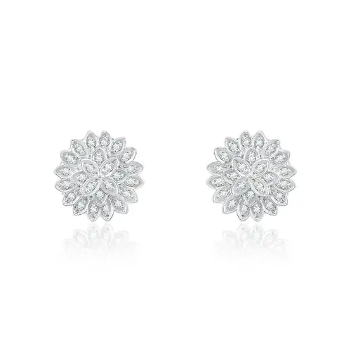 Par de Brincos Chuveiro de Ouro Branco com 60 pts em Diamantes