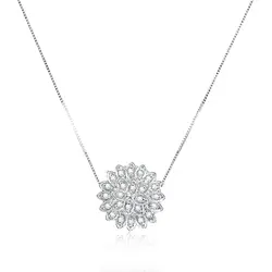 Pingente Chuveiro de Ouro Branco com Corrente e 30 pts em Diamantes