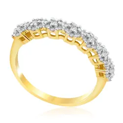 Meia Aliança Flor de Ouro Amarelo com Diamantes totalizando 45 pts.