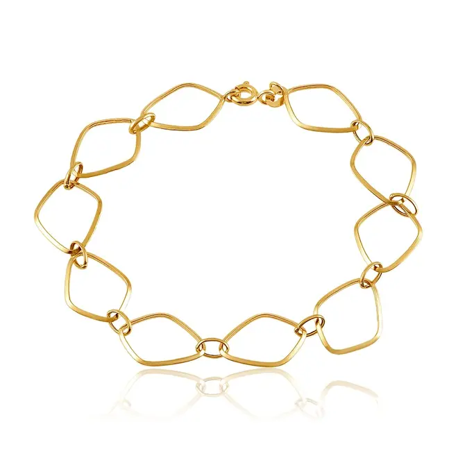 Pulseira de Ouro Amarelo com Elos Losango