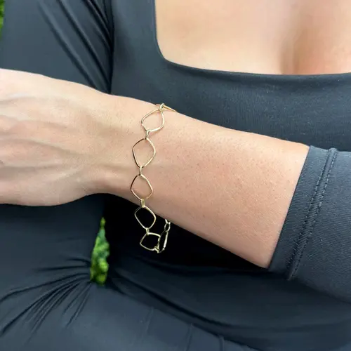 Pulseira de Ouro Amarelo com Elos Losango