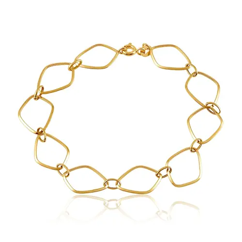 Pulseira de Ouro Amarelo com Elos Losango