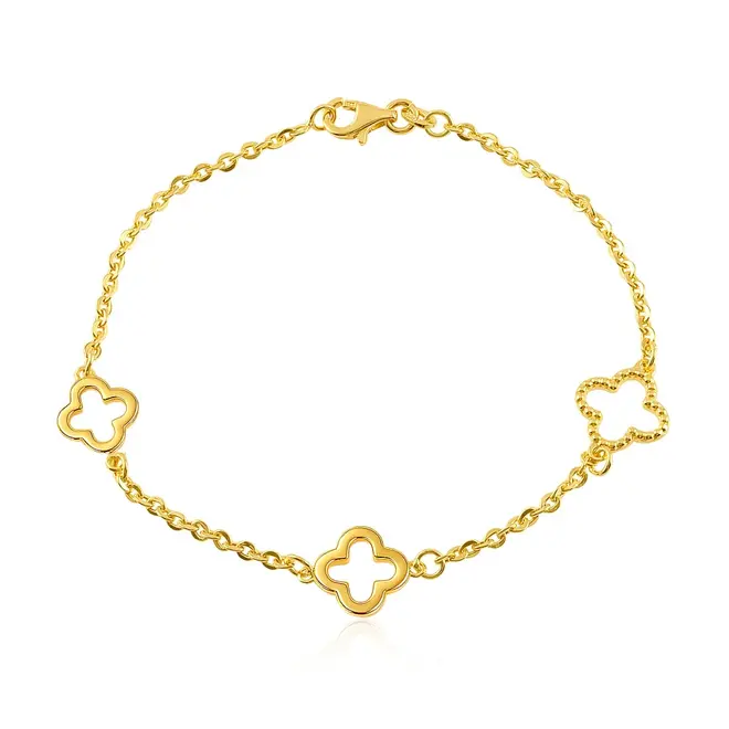 Pulseira de Ouro Amarelo com 3 Trevos