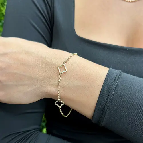 Pulseira de Ouro Amarelo com 3 Trevos
