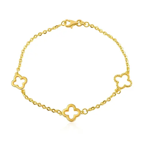 Pulseira de Ouro Amarelo com 3 Trevos