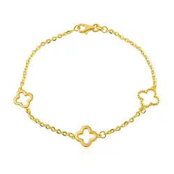 Pulseira de Ouro Amarelo com 3 Trevos