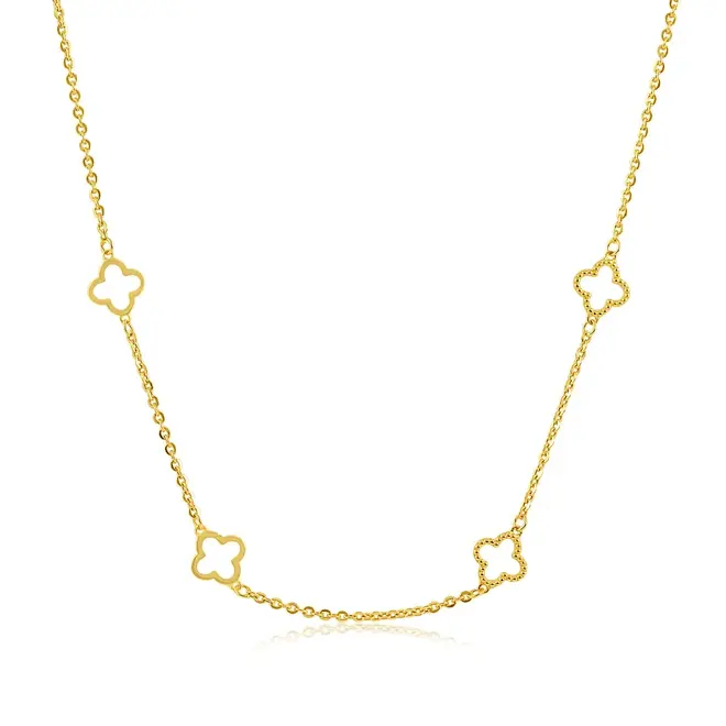 Colar de Ouro Amarelo com 4 Trevos