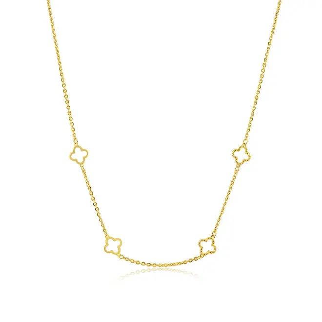Colar de Ouro Amarelo com 4 Trevos