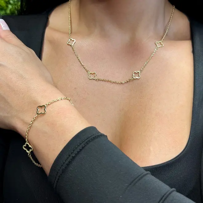 Colar de Ouro Amarelo com 4 Trevos