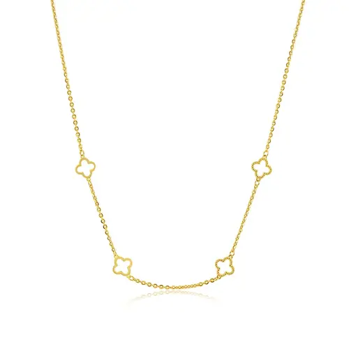 Colar de Ouro Amarelo com 4 Trevos