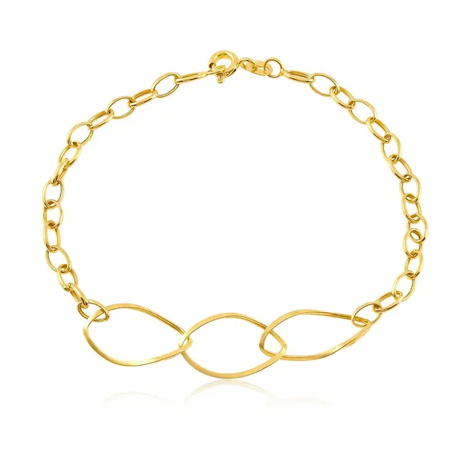 Pulseira de Ouro Amarelo com Elos Trabalhados