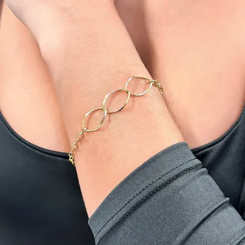 Pulseira de Ouro Amarelo com Elos Trabalhados