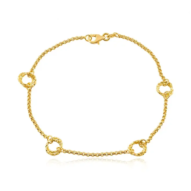 Pulseira de Ouro com Elos Portugueses e Argolas