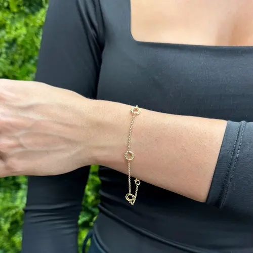 Pulseira de Ouro com Elos Portugueses e Argolas