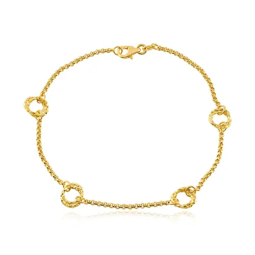 Pulseira de Ouro com Elos Portugueses e Argolas