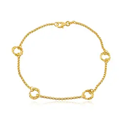 Pulseira de Ouro com Elos Portugueses e Argolas