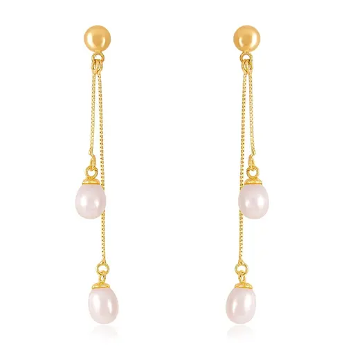 Par de Brincos com Pérolas de 5 mm, em Ouro Amarelo