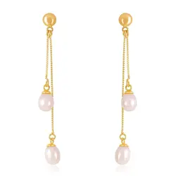 Par de Brincos com Pérolas de 5 mm, em Ouro Amarelo