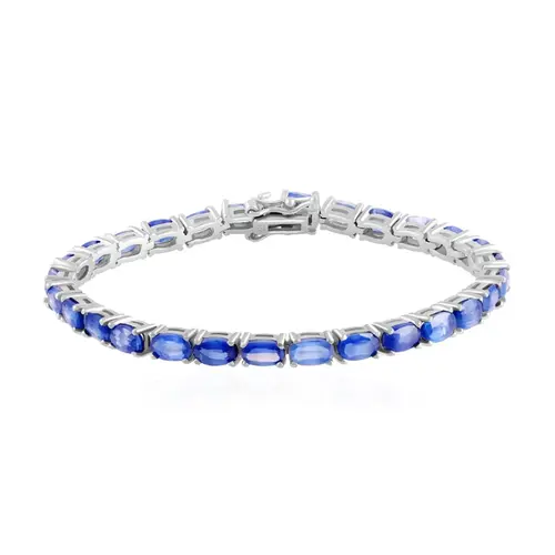 Pulseira Riviera de Prata com 37,20 ct em Safiras, com Acabamento em Ródio