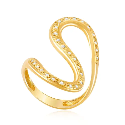 Anel S de Ouro Amarelo com Diamantes totalizando 25 pts.